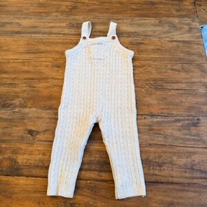 Janie and Jack Baby Ivory Cable Knit Romper Overall 6-12 Months Cream Sleeveless
